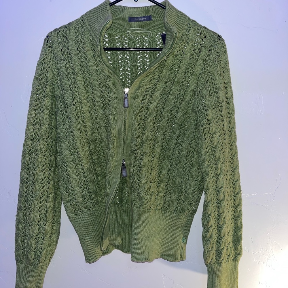 two zipper green jacket